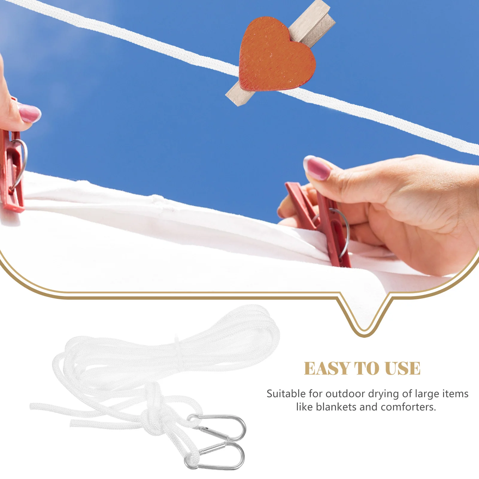 

Outdoor Clothesline Sturdy Thick Rope Long Heavy-Duty Windproof Drying Line for Backyard Home Laundry Blankets Comforters Large