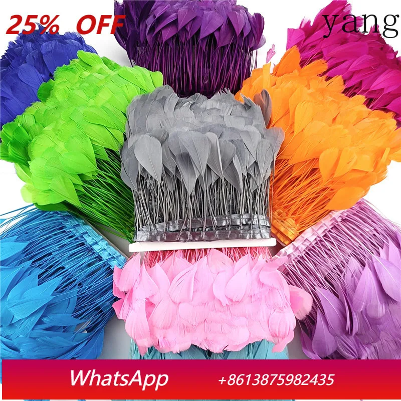 

2meters Top Quality Stripped Coque Goose Feather Trims Wedding Decoration Swan Plumas Fringe Trimming DIY Handicraft Accessories