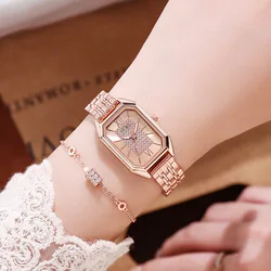 Women Luxury Famous Brand Watches Womens Steel Rectangle Quartz Watch for Women Fashion Dress Watches Relogio Feminino