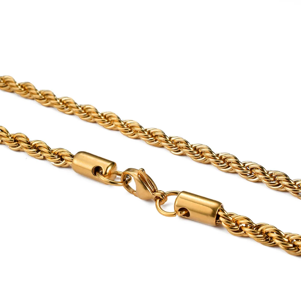 3MM Edelstahl-Halsketten mit gedrehter Seilkette für Männer und Frauen, Hip-Hop-Titanstahl-Choker, modischer Party-Schmuck – Detail 9