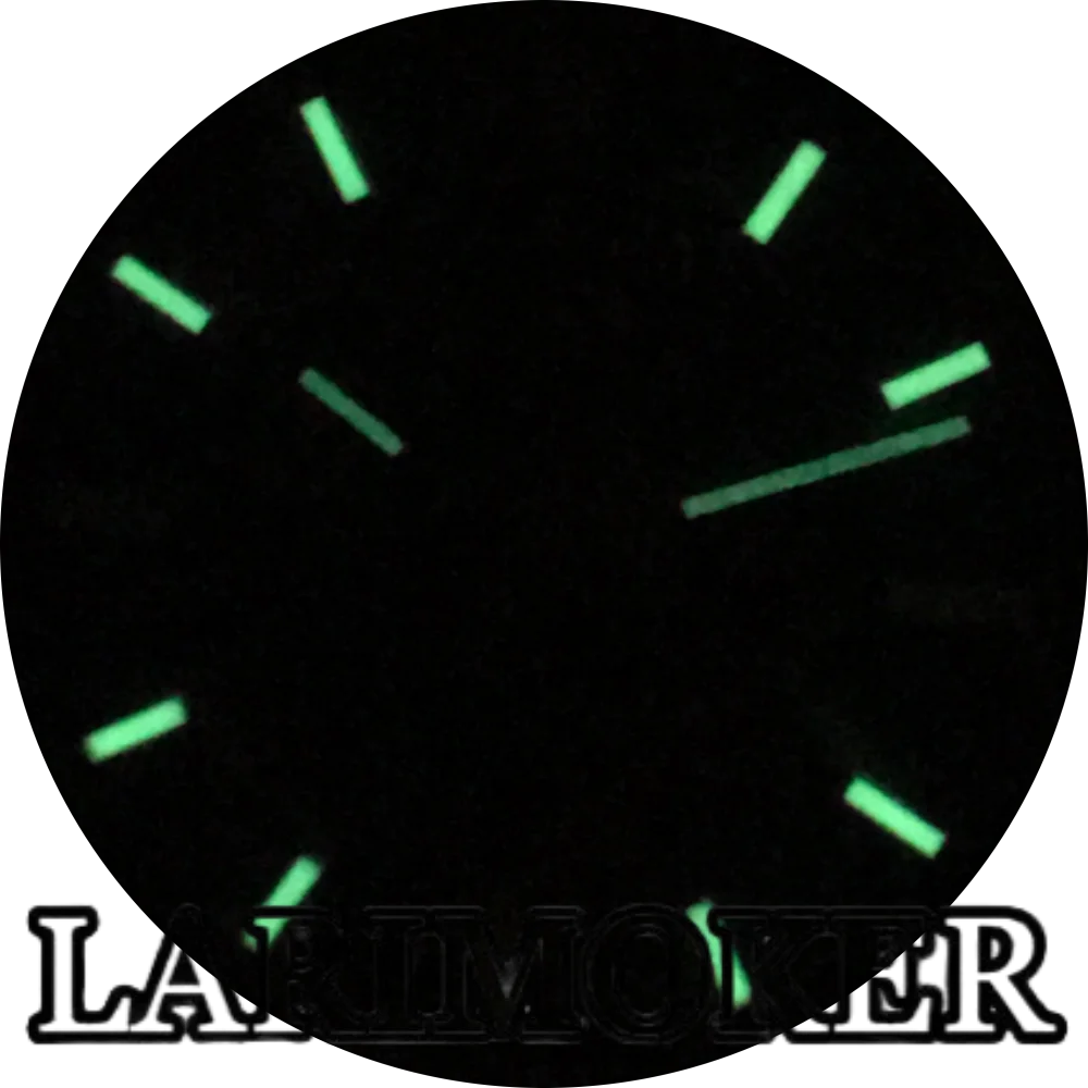 LARIMOKER 36mm/39mm Ronda515-12h Polished Men's Quartz Watch Green Sapphire Glass Black White Dial Lightning Hand Steel Bracelet