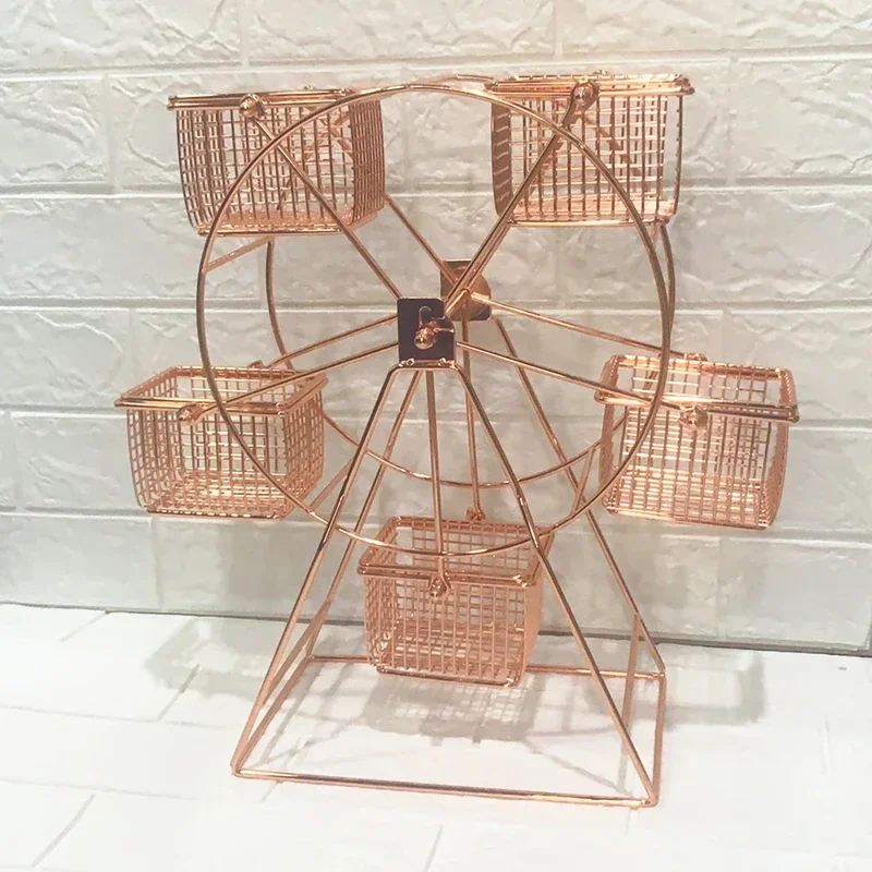

Western Restaurant Featured Buffet Food Display Rack Creative Gold Ferris Wheel Rotating Fruit Rack Pastry
