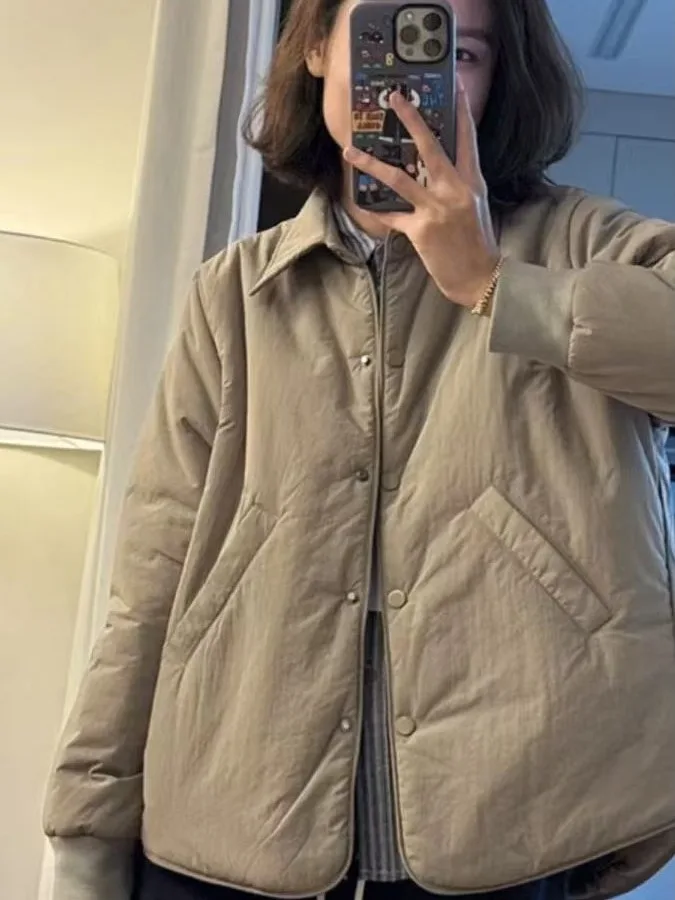 

Casual Cotton Jaet Women's Sli Slimming Warm Comfortable Flip Collar Oversized Versatile Autumn Winter Faion Outerwear