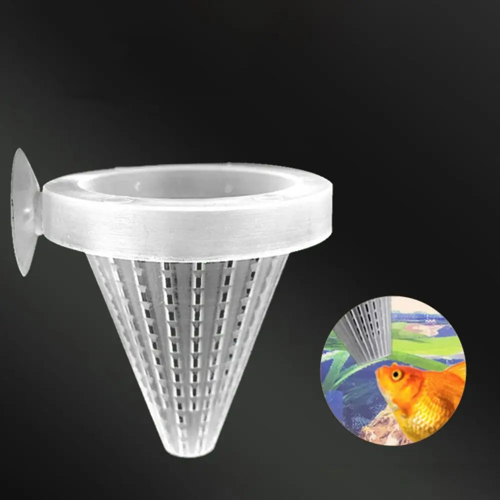 Plastic Automatic Feeder New Tapered Hopper Basket With Suction Cup Fish Tank Cone Aquarium Red Worm Feeding