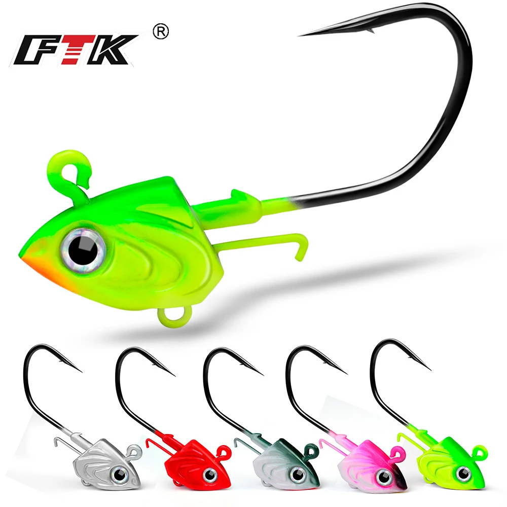 

FTK 30G 35G 45G Jig Head Hook Fishing Hook Fishing Tackle Hook for Soft Grub Worm Baits Jig Lure Hard Baits Accessories Bass