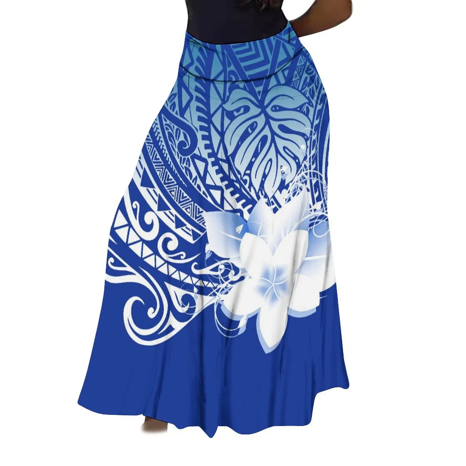 Summer Ball Ladies High-Waisted Skirt Full Skirt Fashion Long Skirt Pacific Island Design Pattern Custom Pleated Dance Dress