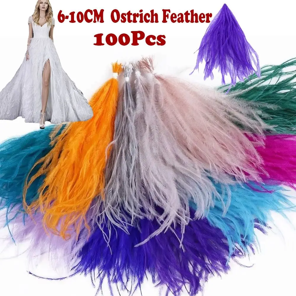 100 Piezas de Plumas de Avestruz con Borlas de Cinta, Plumas de Avestruz Naturales de 10-15 cm, Multicolores, para Coser, Disfraces, Plumas Decorativas Sueltas