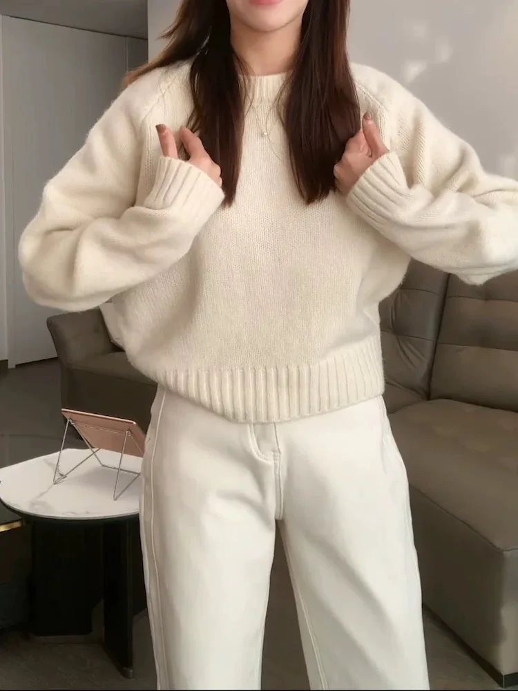 المرأة 100% ميرينو الصوف سترة الكشمير المعنقة س الرقبة البلوز محبوك عادية الخريف الشتاء بلايز كم طويل دافئ عالية الجودة البلوز جديد