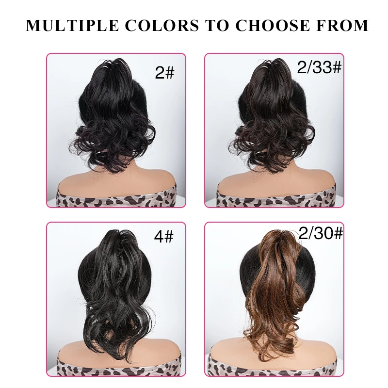 16 นิ้วยาวหยักสีดําสีน้ําตาลสังเคราะห์ Claw คลิปผมหางม้าทนความร้อนประเภท Layered Horse Tail Hair Extension