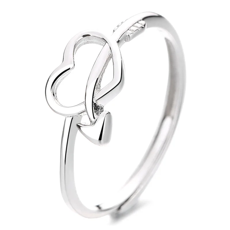 Ryju 925 Sterling Zilver Eenvoudige Schattige Veelzijdige Eenvoudige Een Pijl Hart Piercing Open Ring Voor Dames Bruiloft Creatieve Sieraden