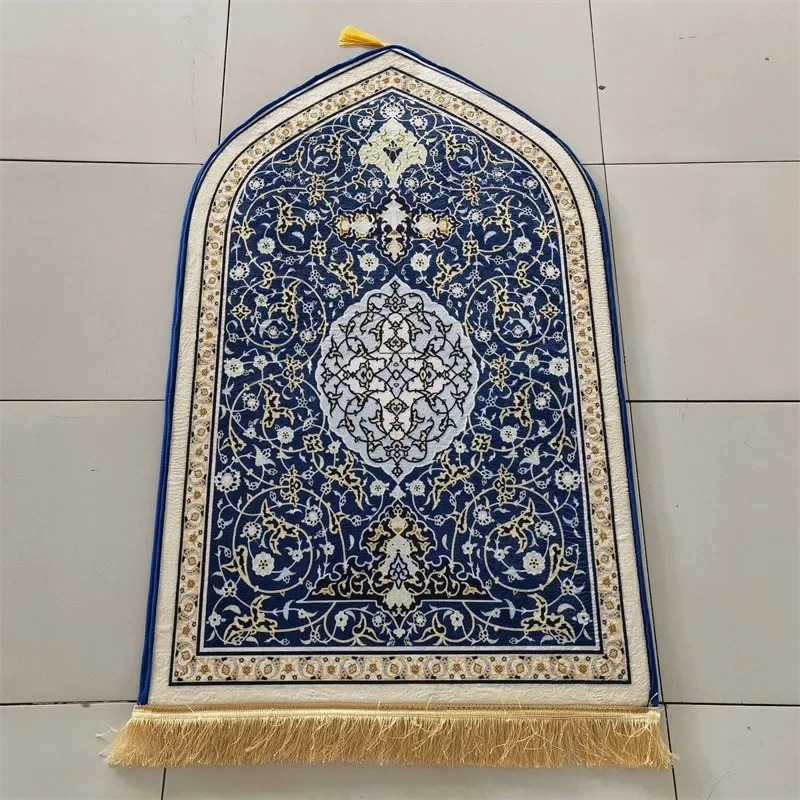 

Bohemia Prayer Mat for Muslim Ramadan Flannel Floor Carpet Worship Kneel Embossing Non-slip Soft Portable Travel Prayer Rug