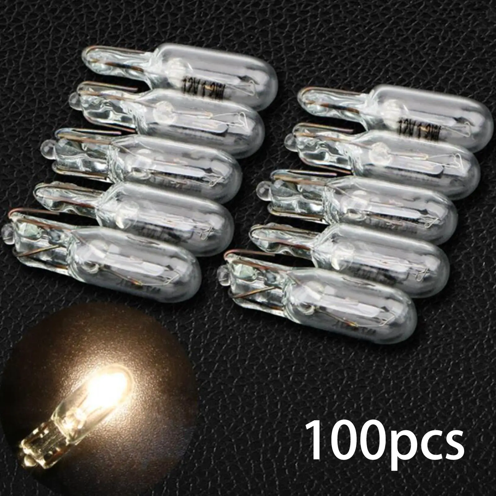

100Pcs T5 Glass Light Bulb Car Instrument Panel Brake light Lamp Headlights Lamp 1.2W 12V Car Lights Dashboard Bulbs