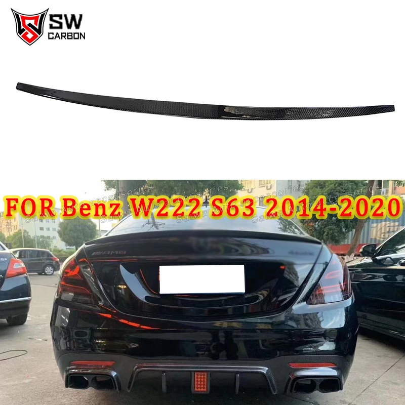 Real Carbon Fiber Rear Wing For Benz S Class W222 S63 S65 AMG 2018-2020 Car Rear Spoiler Trunk Splitter Diffuser Lip Body Kit