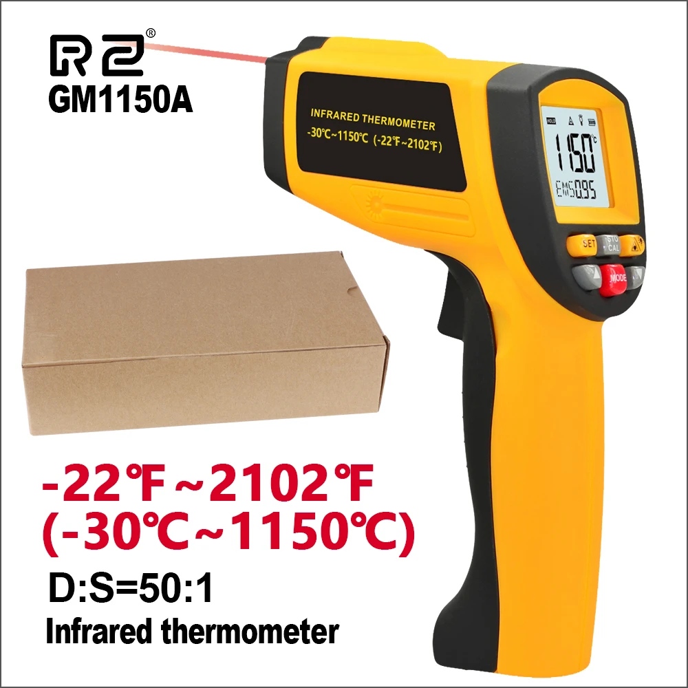 

RZ Non Contact Infrared Thermometer Gun Digital Laser Pyrometer -30-1150C Professional Industrial Temperature Meter
