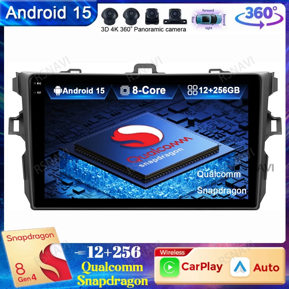 

Автомобильное радио Android 15, для Toyota Corolla E140 150 2007 2008 2009 2010 2011 2012 2013, мультимедийное DSP Qualcomm Navigation QLED DVD