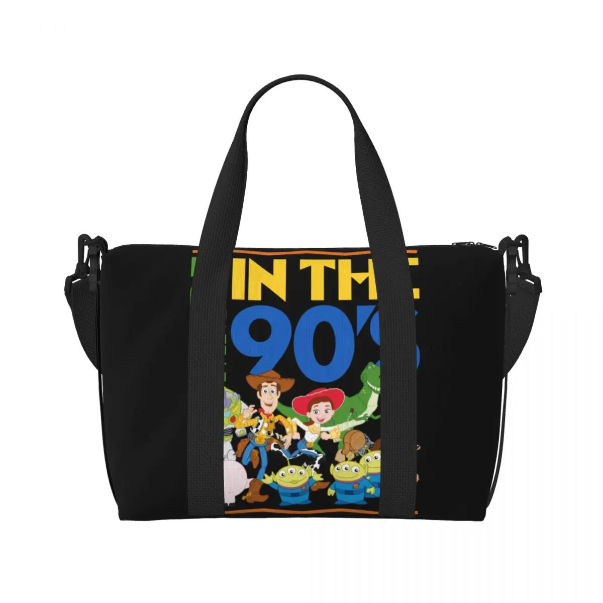 Custom Large Toy Story Buzz Lightyear Woody Tote Bag Women Shoulder Shopper Gym Beach Travel Bag