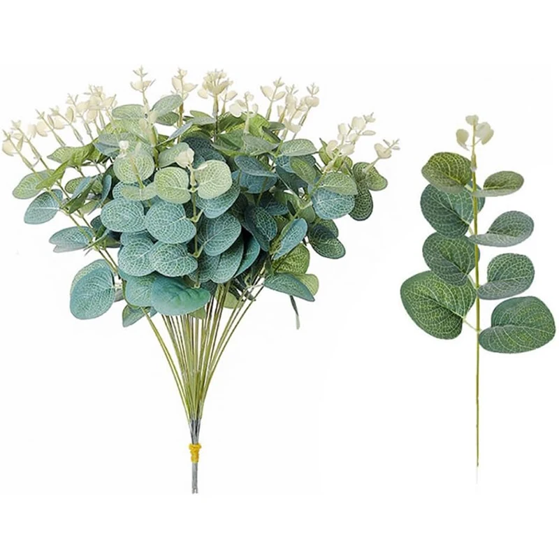 5/10/20Pcs Eukalyptus Blätter Künstliche Pflanzen Bouquet Für Home Room Decor Garten Hochzeit Dekoration DIY Kranz girlande Zubehör – Detail 3
