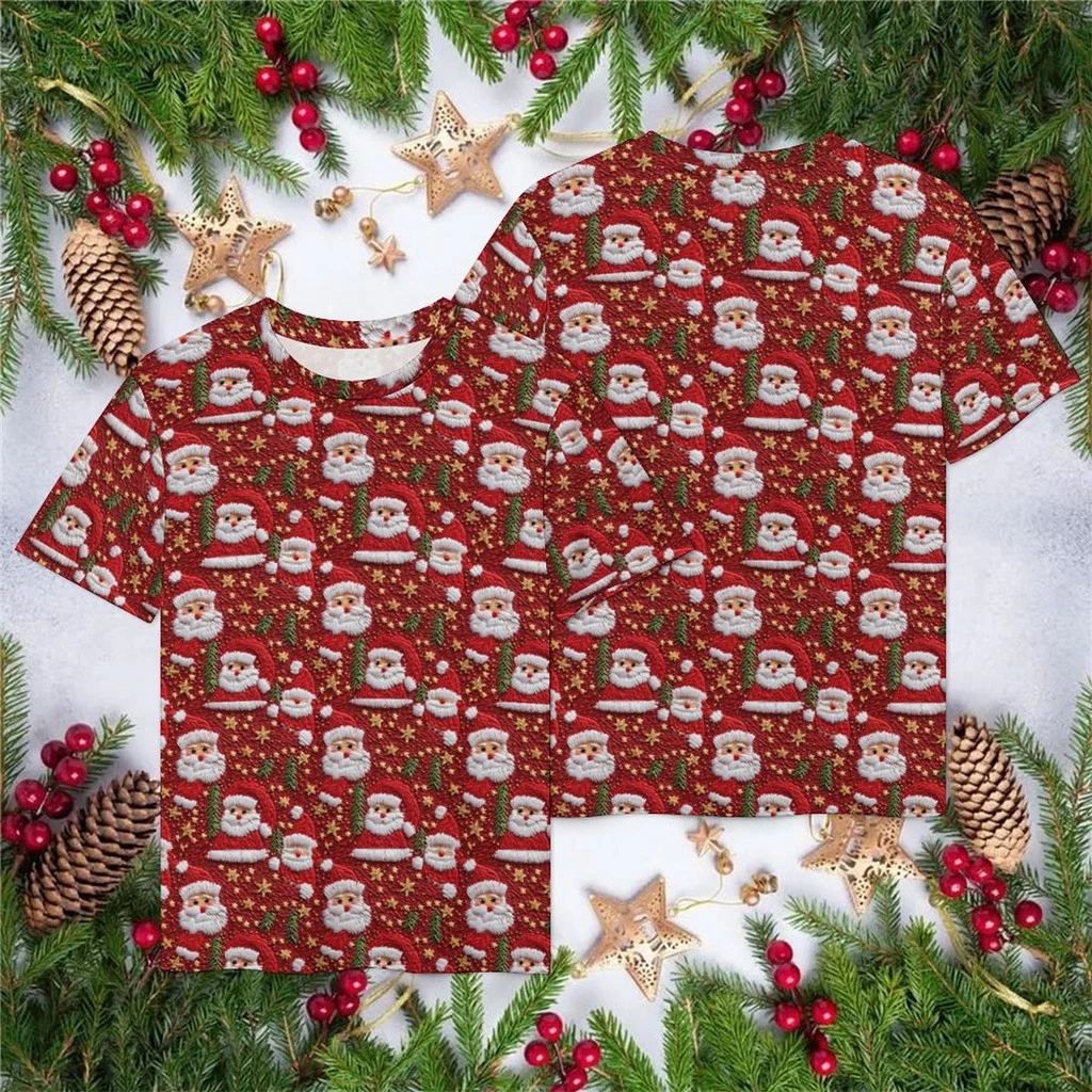 

Santa Claus Christmas Hat 3D Print T-shirt Men Women Fashion Casual Custom Jersey Short Sleeve Tshirt Snowflake Tops Tees Xmas