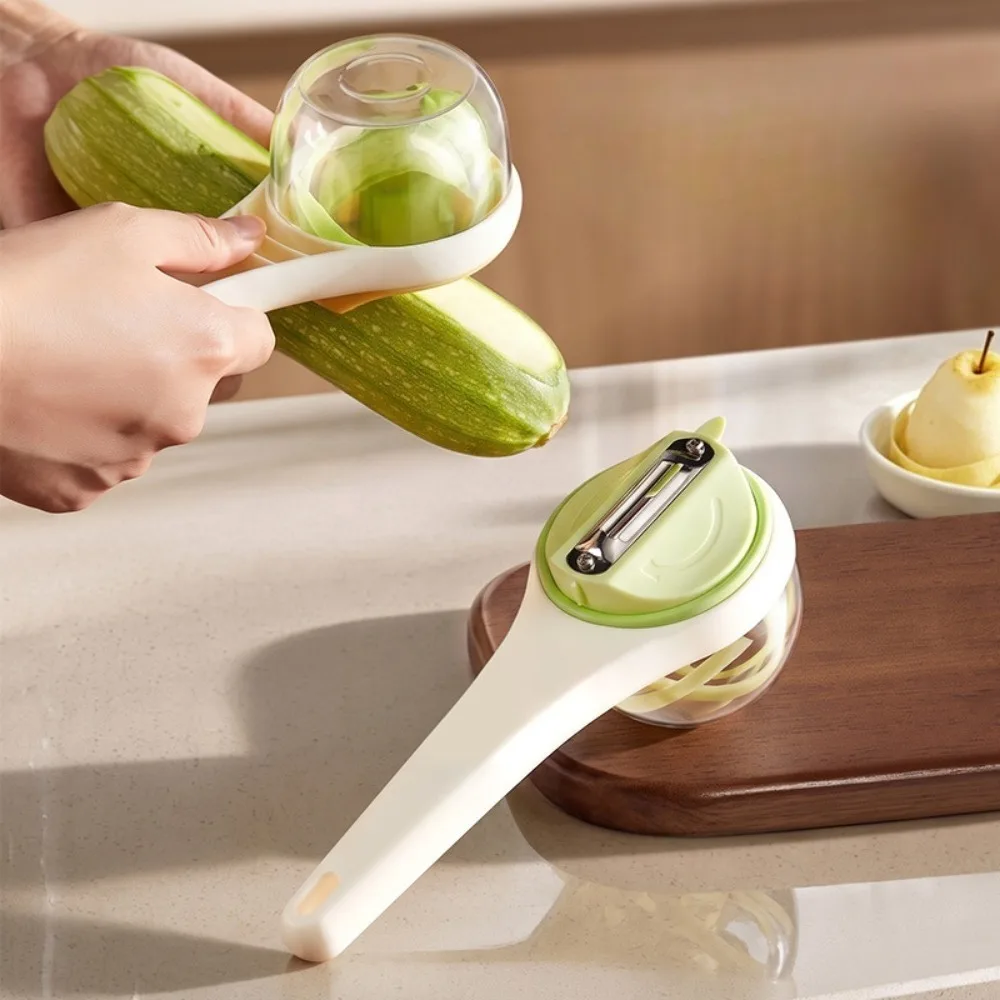 1 Piece Rotating Vegetable Fruit Peeler with Storage Container Stainless Steel Blade Anti‑Splatter Peel Catcher Peeler