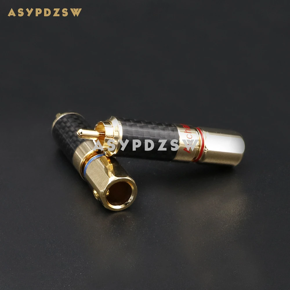 1 Pair Audiophile HIFI Pure copper gold-plated 8.5mm Lotus plug Preamplifier/DAC/Amplifier RCA Male plug