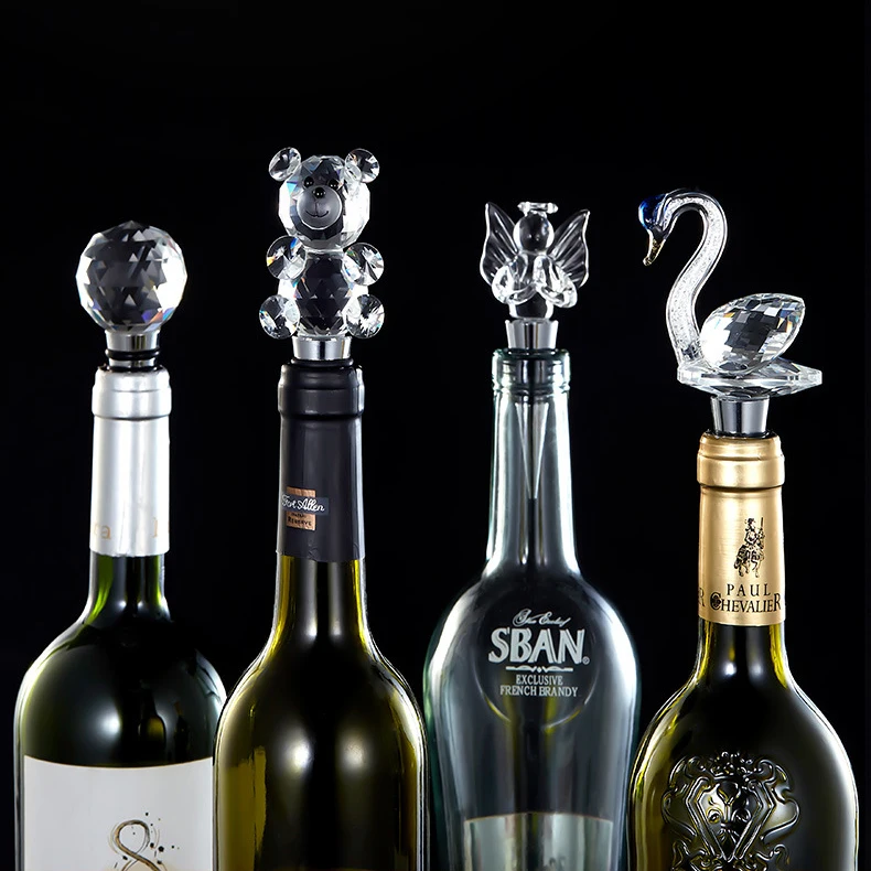 Personality Creative Crystal Wine Bottles Stopper Vacuum Sealed Metal Swan Cocktail Beer Champagne Stopper Wine Cork Bar Tools