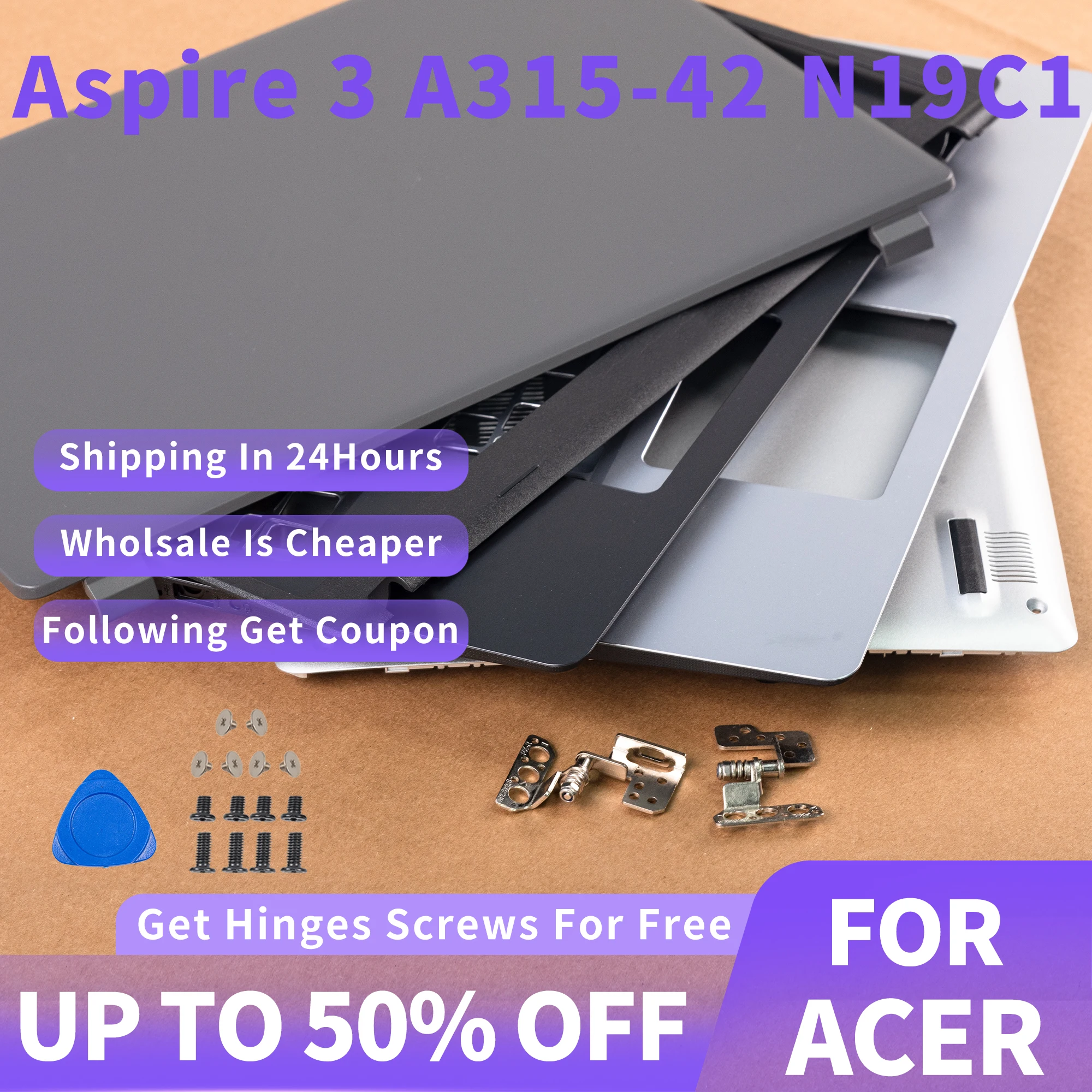 Laptop Housing  For Acer Aspire 3 A315-42 A315-54 42G/54K/56 N19C LCD Back Cover Front Bezel Hinges Replacement Case Silver/Grey