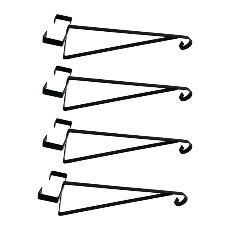 Fence Post Hanging Basket Support Arm Set of 4, Metal Flower Basket Holders for 16 Inch Baskets, Balcony Outdoor Display B03E
