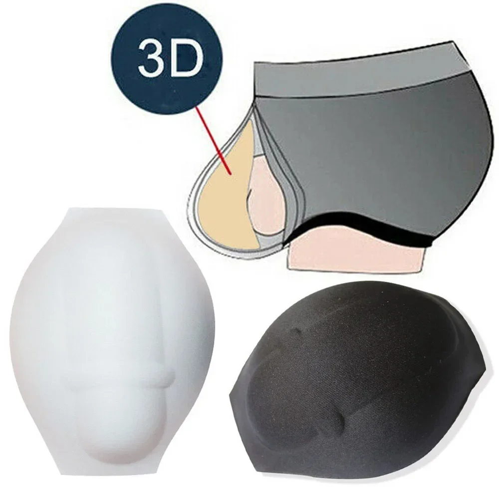 Sexy Penis-Bulge Pouch For Men Underwear Sponge Pad Enhancer Cup Male Briefs 3D Front Padded Push Up Cup Swimwear Pad Cueca