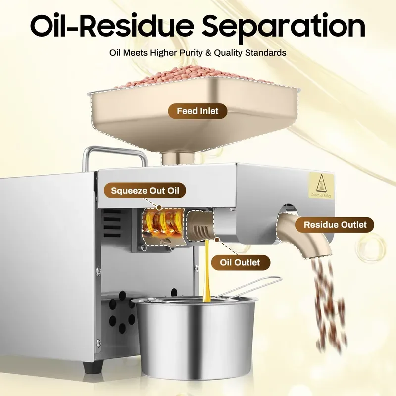 110V US Plug Oil Press Machine Temperature Adjustable Home Nut Seed Oil Extractor Healthy Cold Hot Press for Peanut Sesame