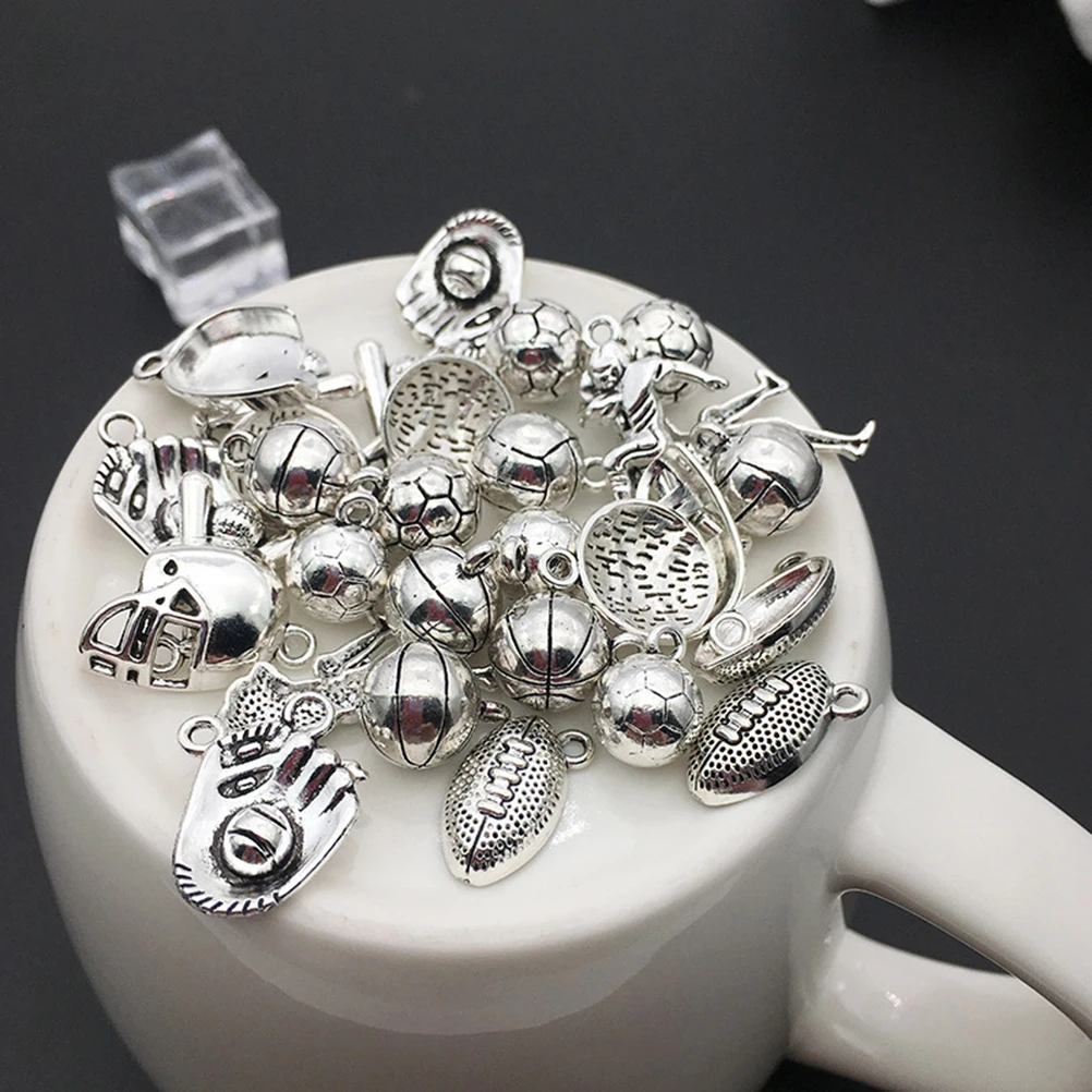 

60pcs Baseball Pendant Accessories Alloy DIY Charms Jewelry Making Sports Pendants Gifts Crafts Decorations Necklace Bracelet