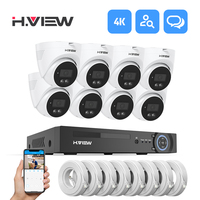 H.View 8Mp 4K Video Surveillance Kit 8Ch Cctv Security Cameras System Home Ai Face Detection Audio Dome Ip Camera Poe Nvr Set