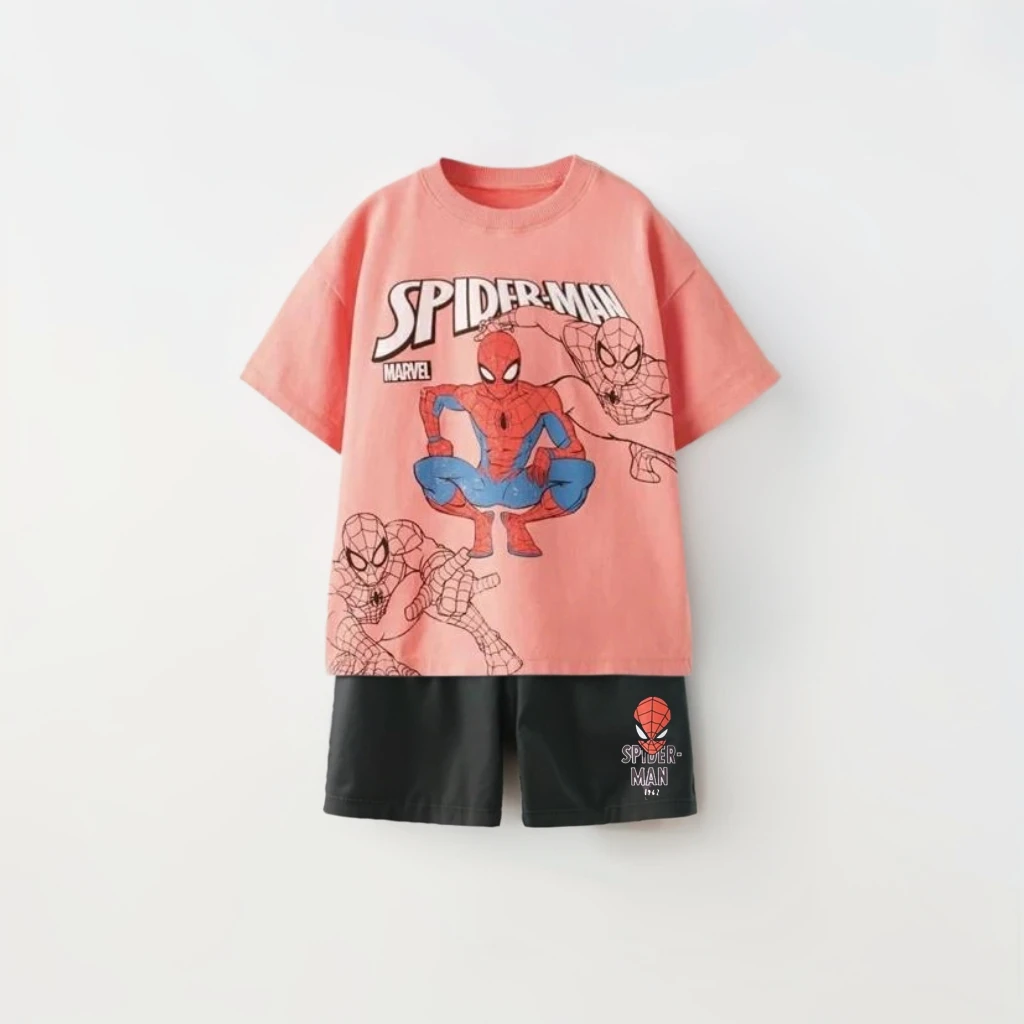 Boys T-shirt Black Shorts Casual Fashion 2025 Summer Kids Short Sleeve Shorts Child New Design Tops Loose Shorts Two Piece Suit