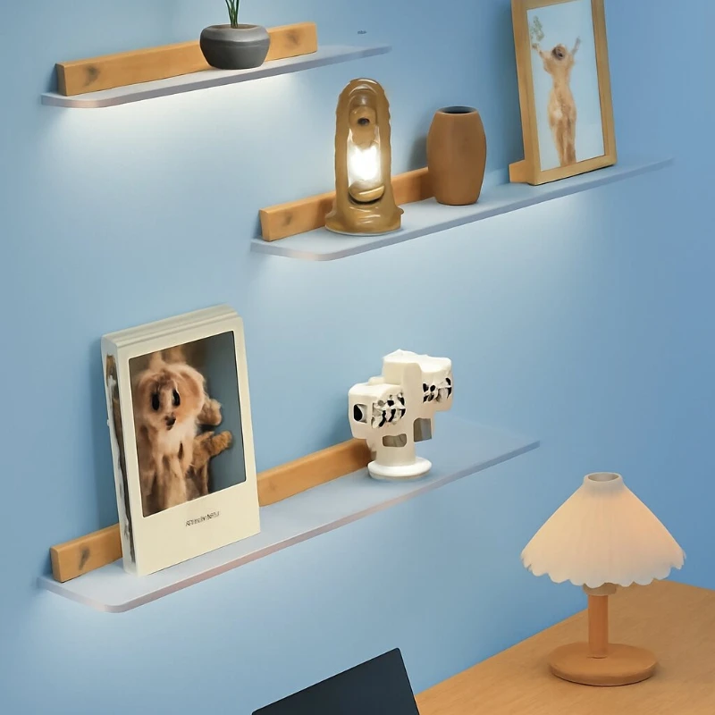 Creative Wall Mount Shelf ,Floating Acrylic Organizer,Solid Wood Floating Shelves,Modern Minimalist Display Rack for Living Room