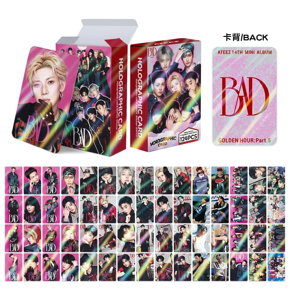 124 Stück Einzelalbum ATEEZ BAD Mini LOMO-Karten Fotokarten HD-Fan-Sammlungskarten Dekorative Geschenke – Detail 1
