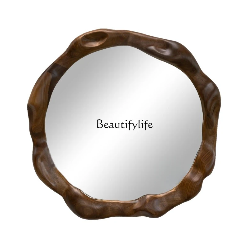 

French retro special-shaped medieval wall-mounted dresser mirror living room decorative mirror