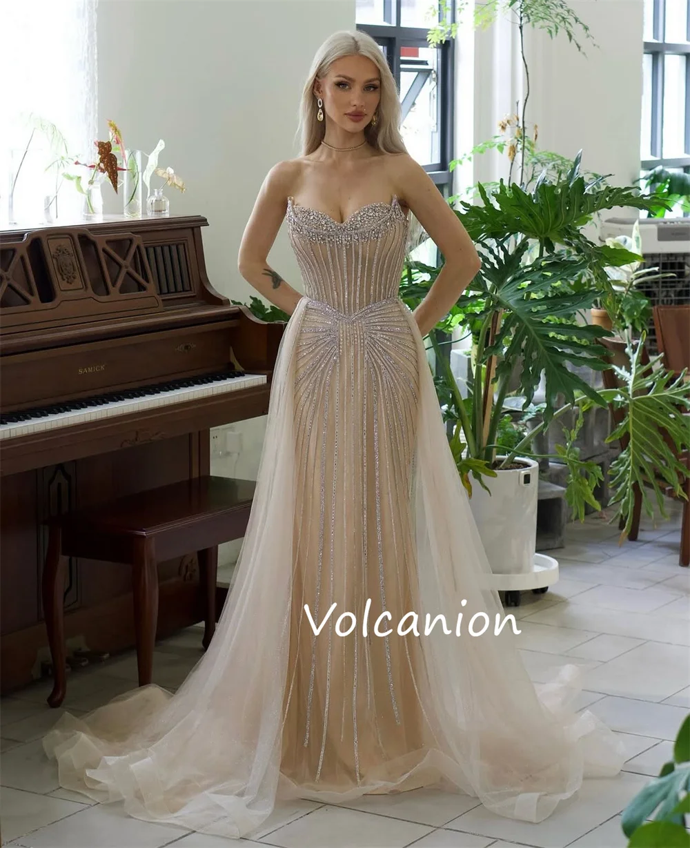 Customized Exquisite Chiffon Sequined Pleat A-line Strapless Long Dresses Bespoke Occasion Casual Sexy