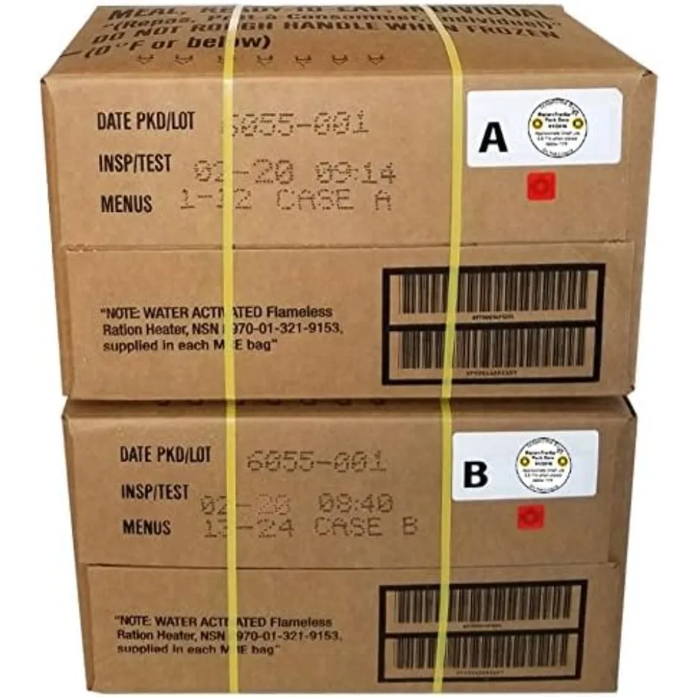 

Американские военные рационные наборы (MRE) для быстрого приготовления, 24 порции, срок годности 2020, дата упаковки 2017, комплекты A и B