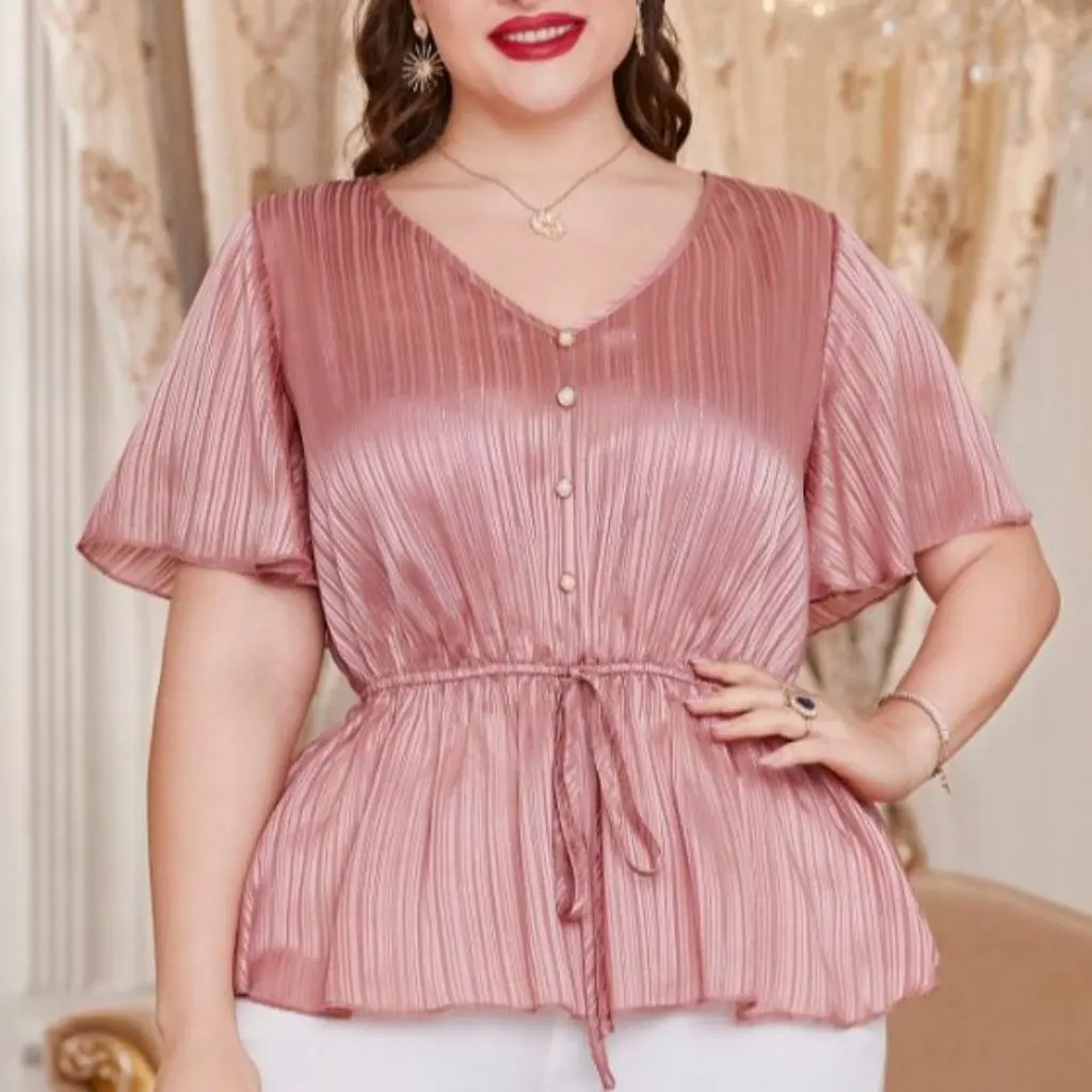 

Женская однотонная рубашка с v-образным вырезом в стиле ретро, элегантный пригородный топ с бретелями, свободный крой с короткими рукавами, Ближний Восток, европейский стиль