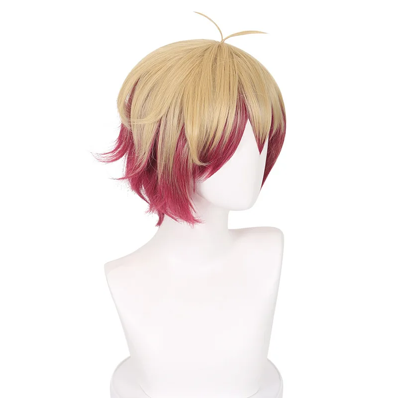 Peluca de cosplay Blue Prison Nes, pelo corto Rebellious de doble color