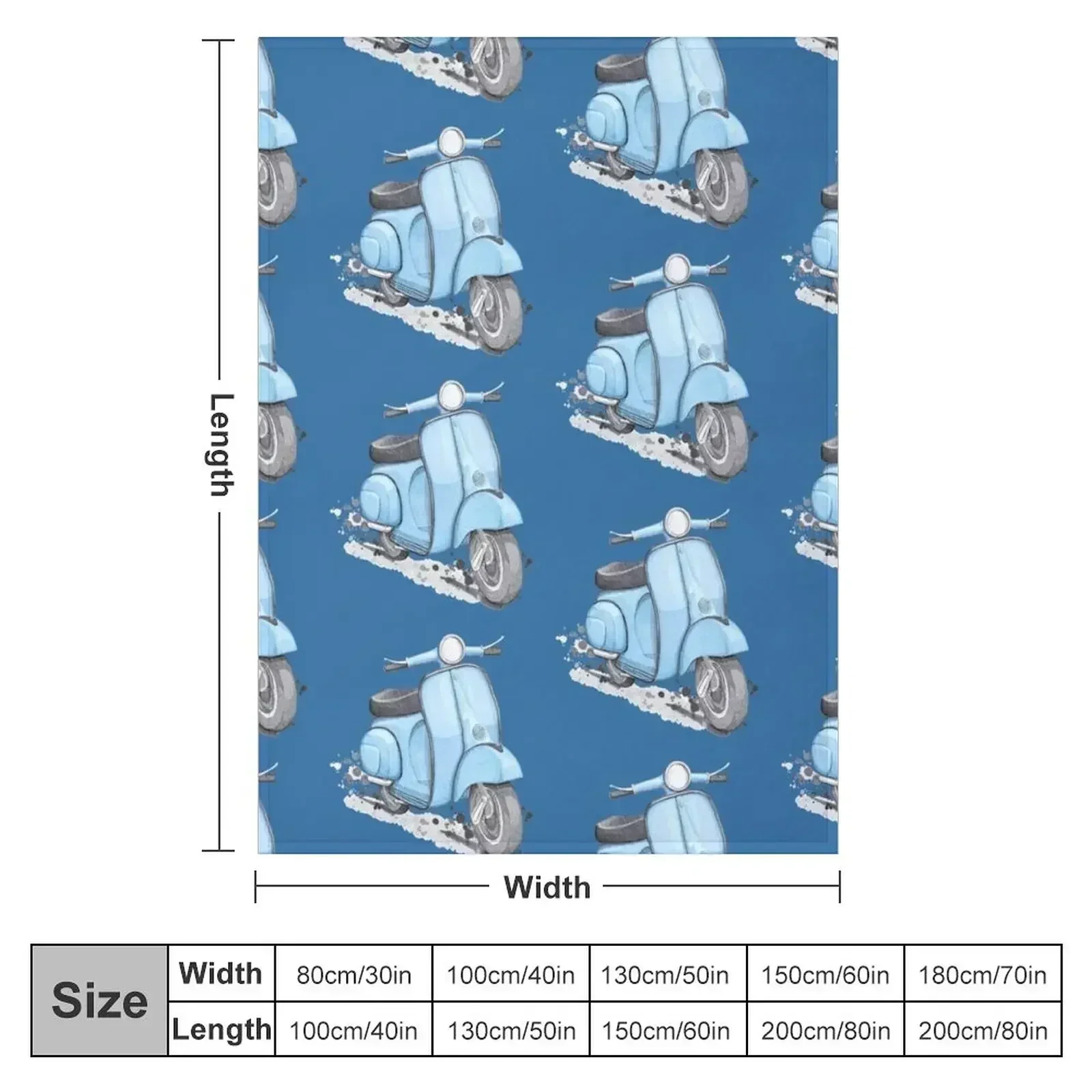 Blue Classic Vintage European style scooter Throw Blanket Stuffeds Plush christmas decoration Sofa Throw Blankets