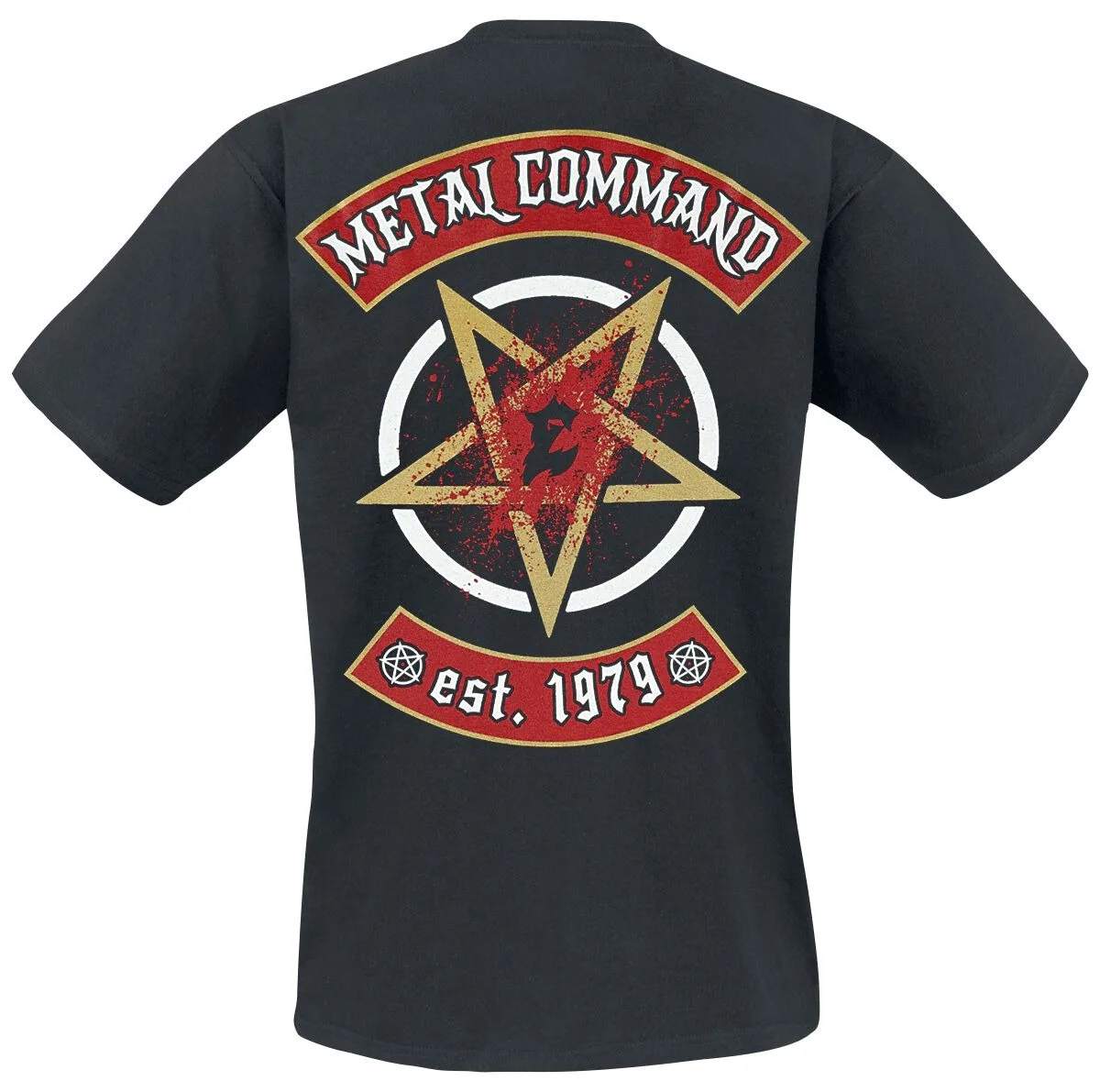 Exodus Metal Command Pentagram Double Sided Print T Shirt, 100% Cotton Casual Neutral Tee, Thrash Metal Streetwear