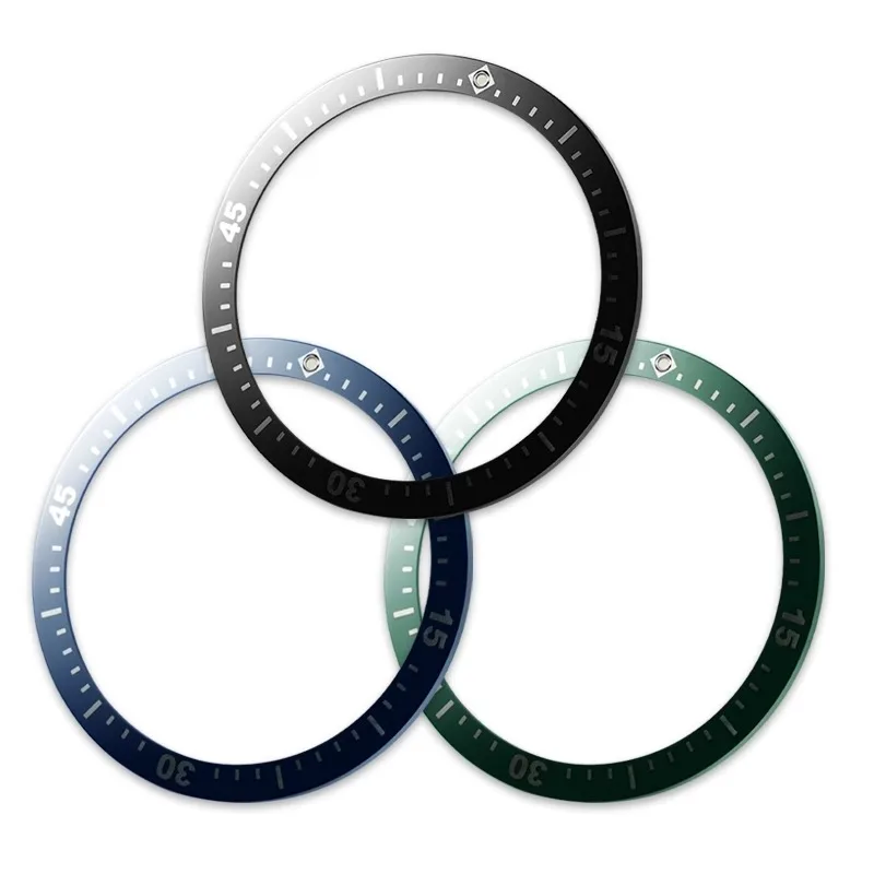 Anillo de luz nocturna con boca, anillo de escala de cerámica Premium para Blancpain 50 Fathoms 5000 5200, anillo de reloj con boca para esfera de 43mm, negro y azul