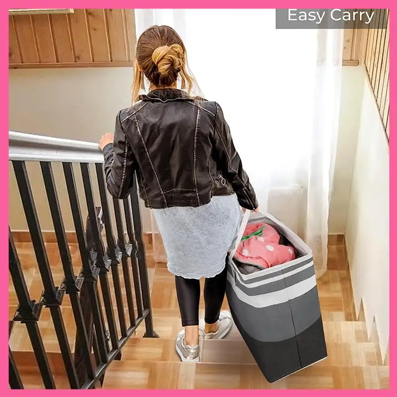 

HOT-3 PCS Bathroom Laundry Organizer Basket 75L Waterproof Foldable Laundry Basket Laundry Hamper With Handles