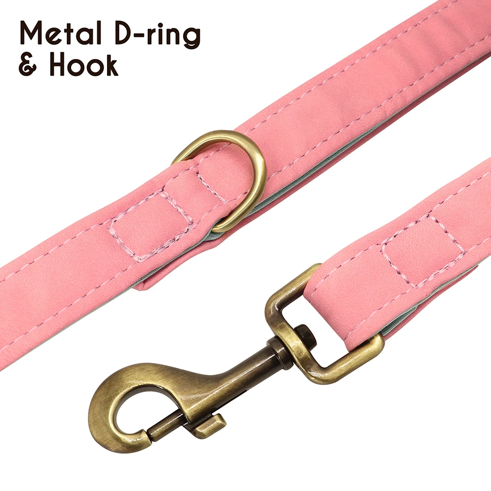 Personalisiertes Hundehalsband, Leine, PU-Leder, Hundehalsbänder, Haustierseil, gravierte Haustier-ID-Namenskette für kleine große Hunde, weich gepolstert – Detail 30