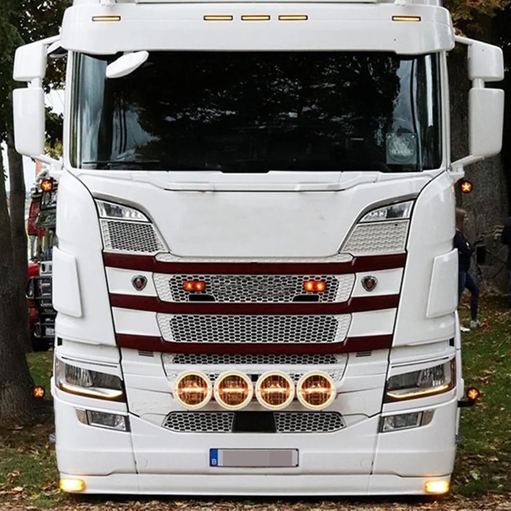 1x 24V E6 Amber White LED Marker Light Front Grill Double Burner / Pole Indicator DAF Lamp for Scania Volvo Man Benz Truck Lorry - view 6