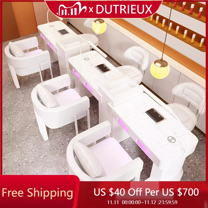 

White Salon Nail Desk Drawer European Reception Mesa Manicure Table Makeup High Quality Tavolo Per Unghie Nails Salon Furniture