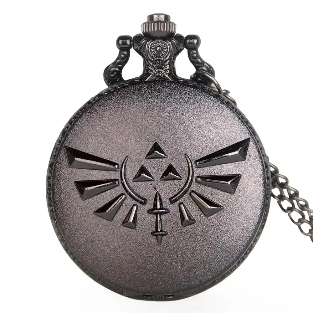 블랙 클래식 게임 패턴 로마 디지털 석영 주머니 시계 빈티지 케이스 목걸이 펜던트 시계 체인 남성 여성 선물