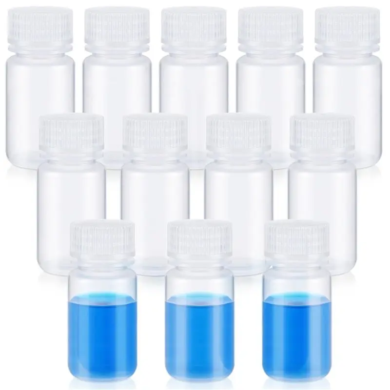 ABIT 24 Pcs Pill Bottle Sample-Bottles Wide Mouth Reagent Bottle Plastic With Screw Caps Sample Containers 2 Oz 60 Ml