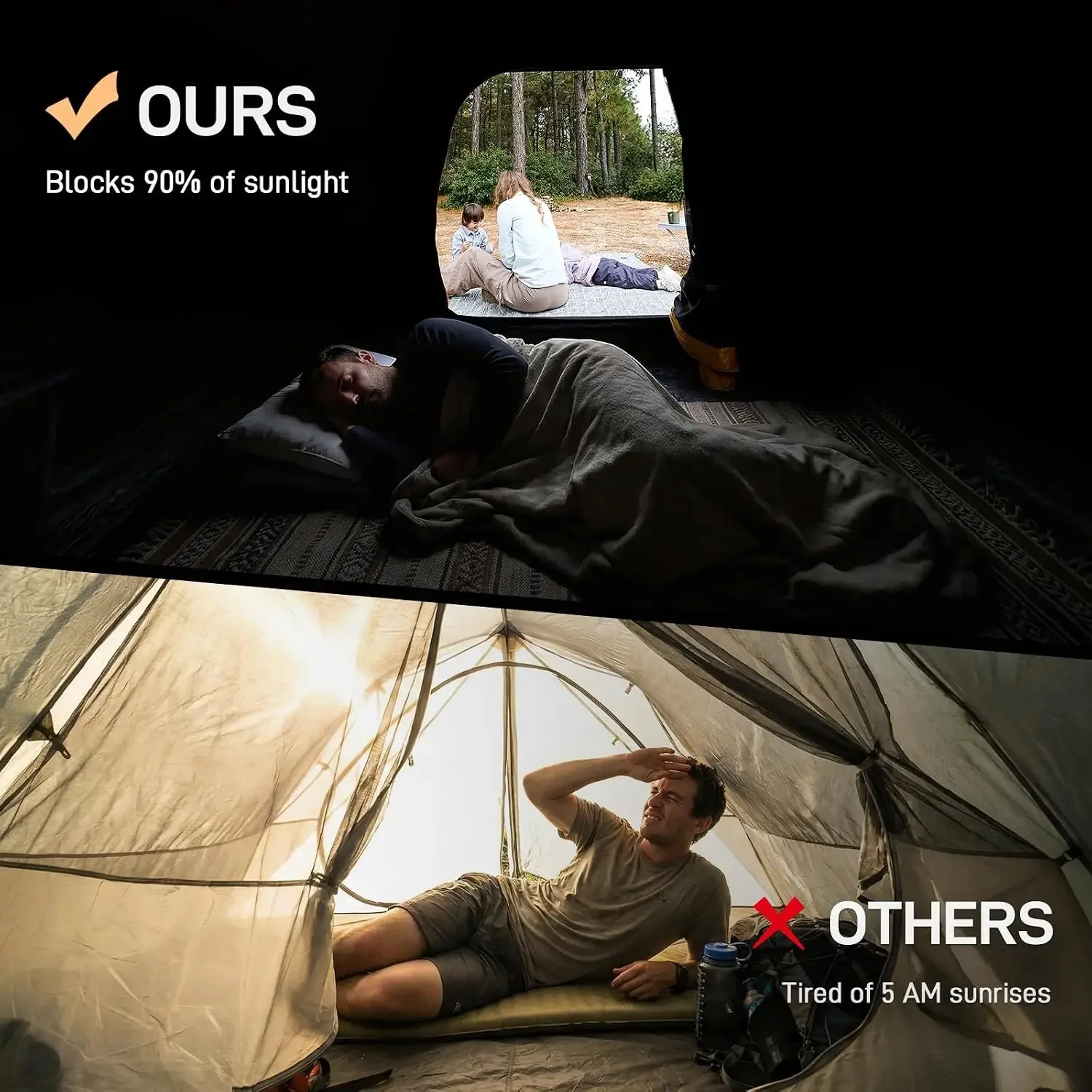 4 Person Blackout Camping Tent, 60s Easy Setup Instant Cabin Tent for Family, 4000mm Water-Resistant & UV Protection