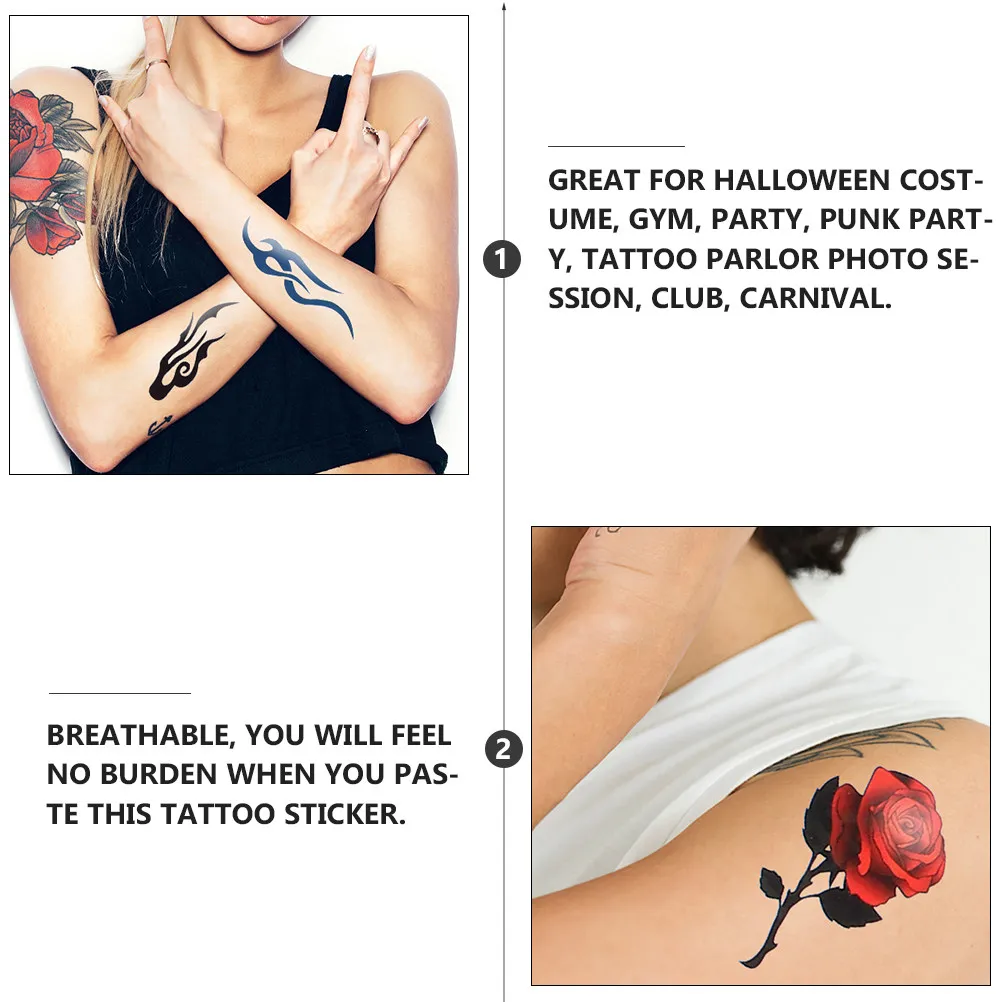 

84 шт. водонепроницаемых временных татуировок-наклеек с разнообразными дизайнами для боди-арта, маскировки шрамов, Хэллоуина, спортзала, вечеринок, панк-фотосессий, клубов